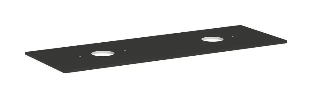 Hansgrohe-Konsole mit zwei Ausschnitten für Aufsatzwaschtische, in diamantgrau matt. Flache rechteckige Oberfläche ohne Hahnloch.